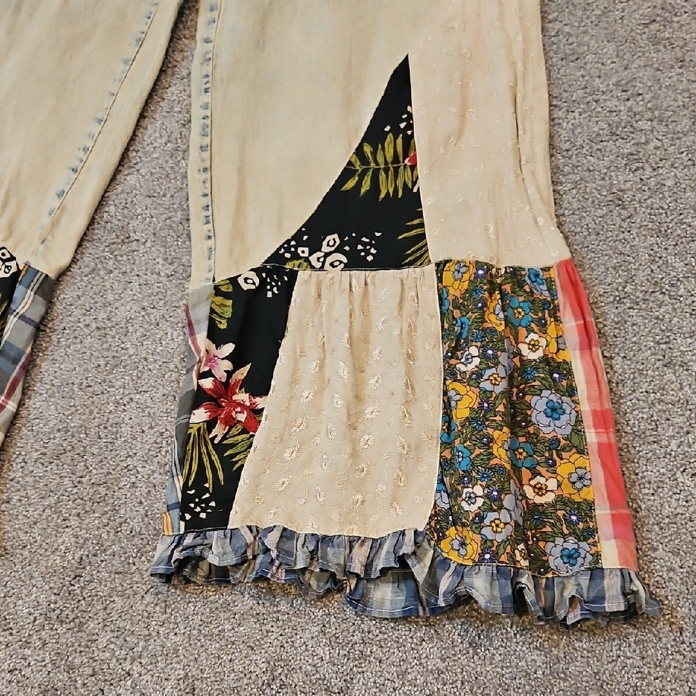 Bohemian Patchwork Flare Jeans By Young Threads - Picture 3 of 8